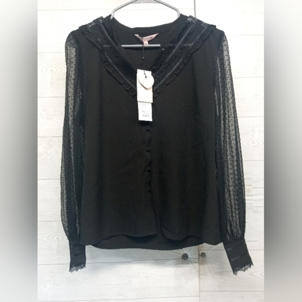 Review Australia Oh Victoria Women's Size 12 Black Blouse NWT